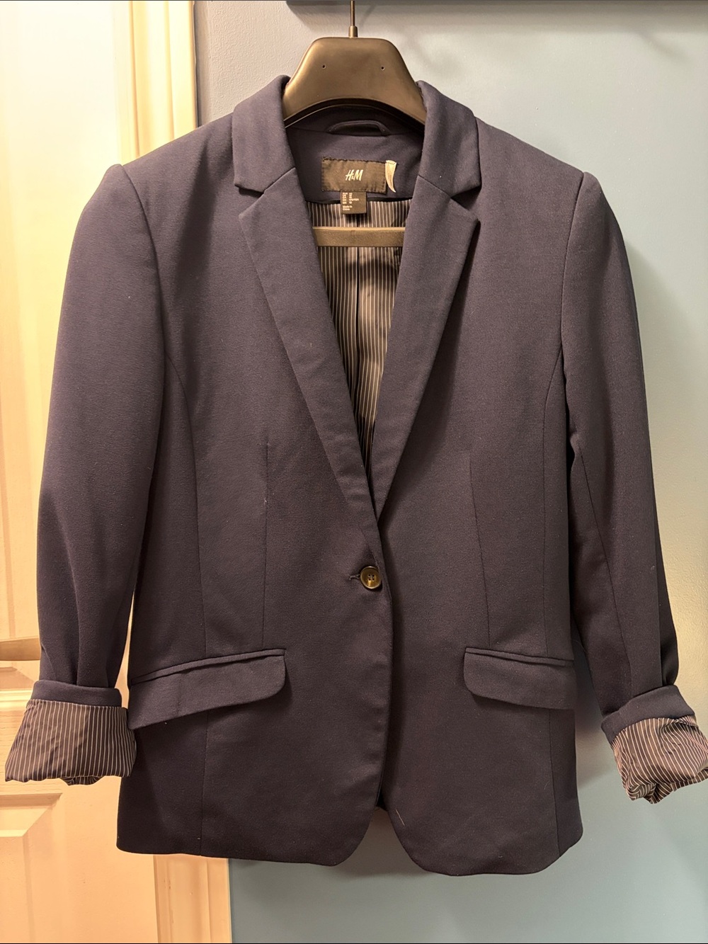 H&M Dark Blue Single-Button Blazer